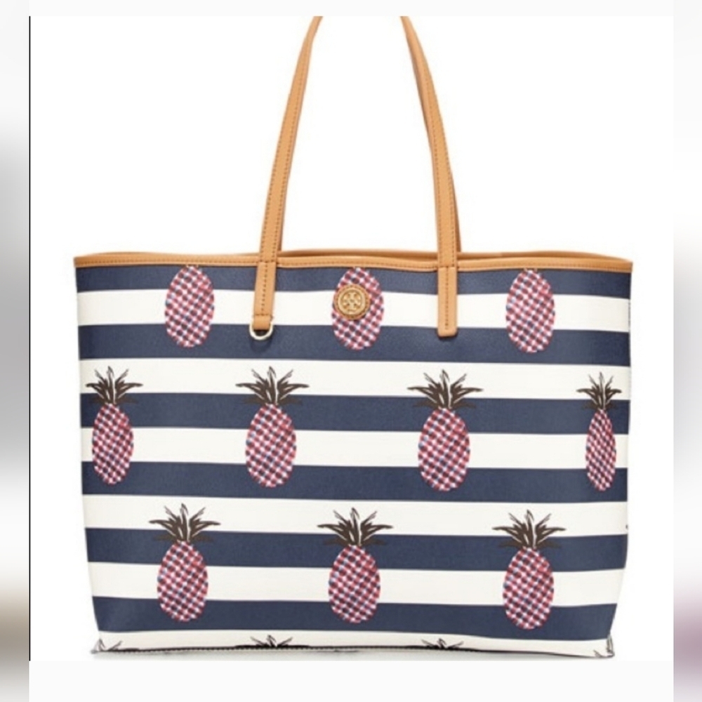 Tory Burch Kerrington Pinepple Large Tote Bag With Coa